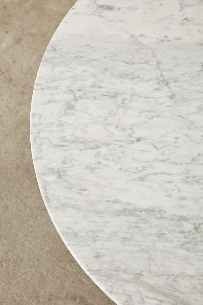 French Art Nouveau Carrrara Marble Iron Garden Dining Table