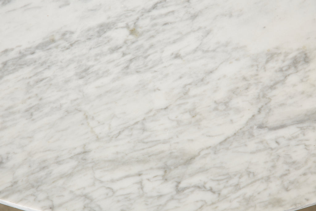 French Art Nouveau Carrrara Marble Iron Garden Dining Table