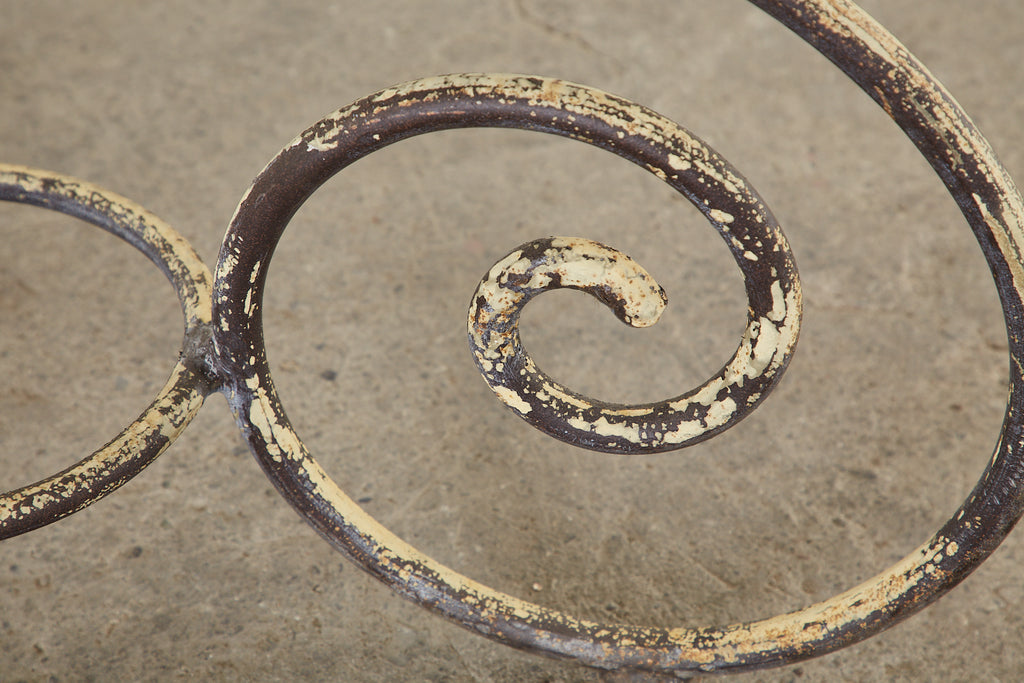 French Art Nouveau Carrrara Marble Iron Garden Dining Table