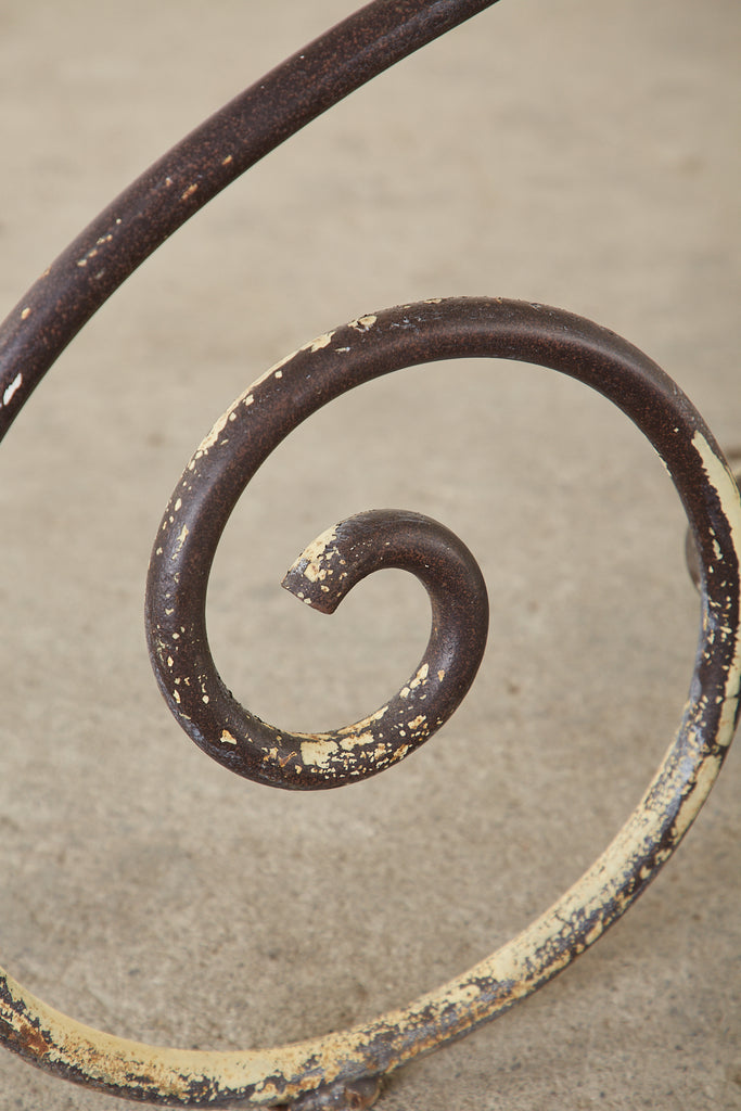 French Art Nouveau Carrrara Marble Iron Garden Dining Table