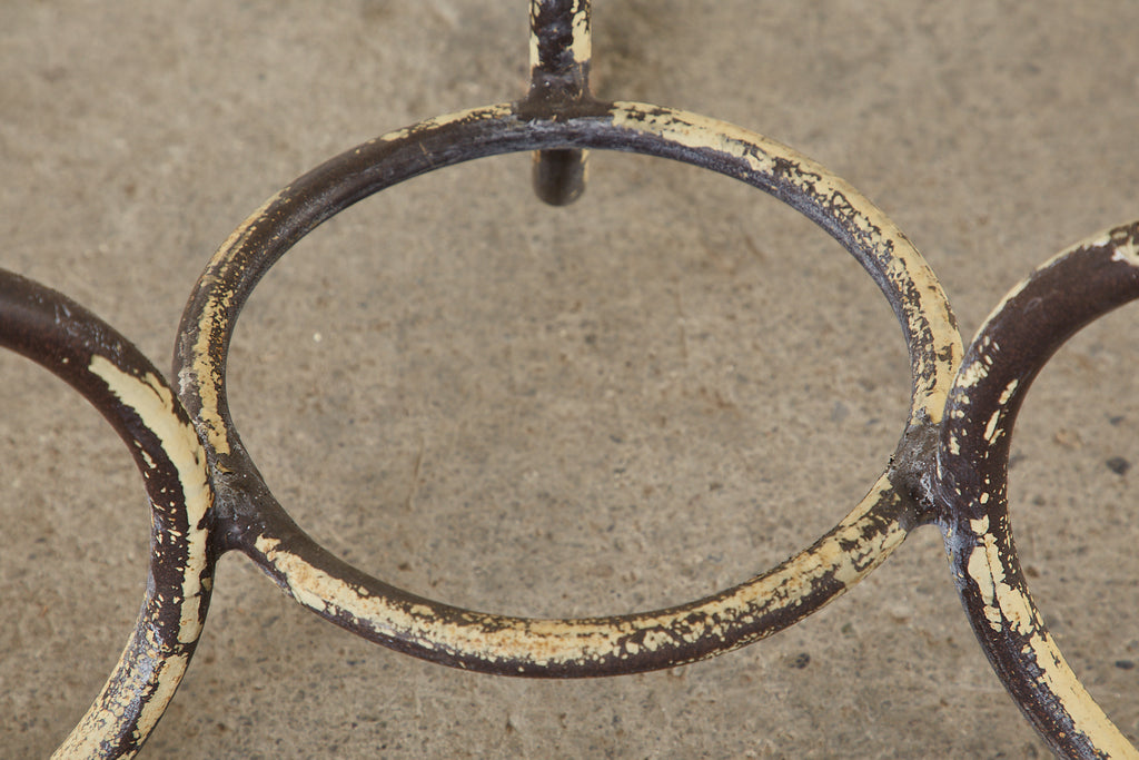 French Art Nouveau Carrrara Marble Iron Garden Dining Table