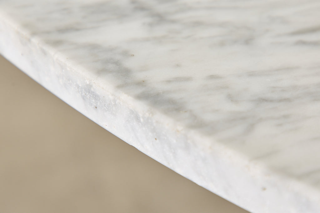 French Art Nouveau Carrrara Marble Iron Garden Dining Table