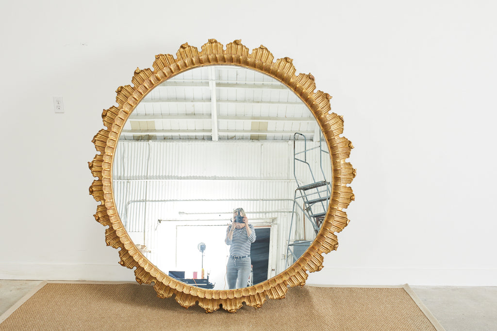 Monumental Italian Neoclassical Style Gilt Sunburst Mirror