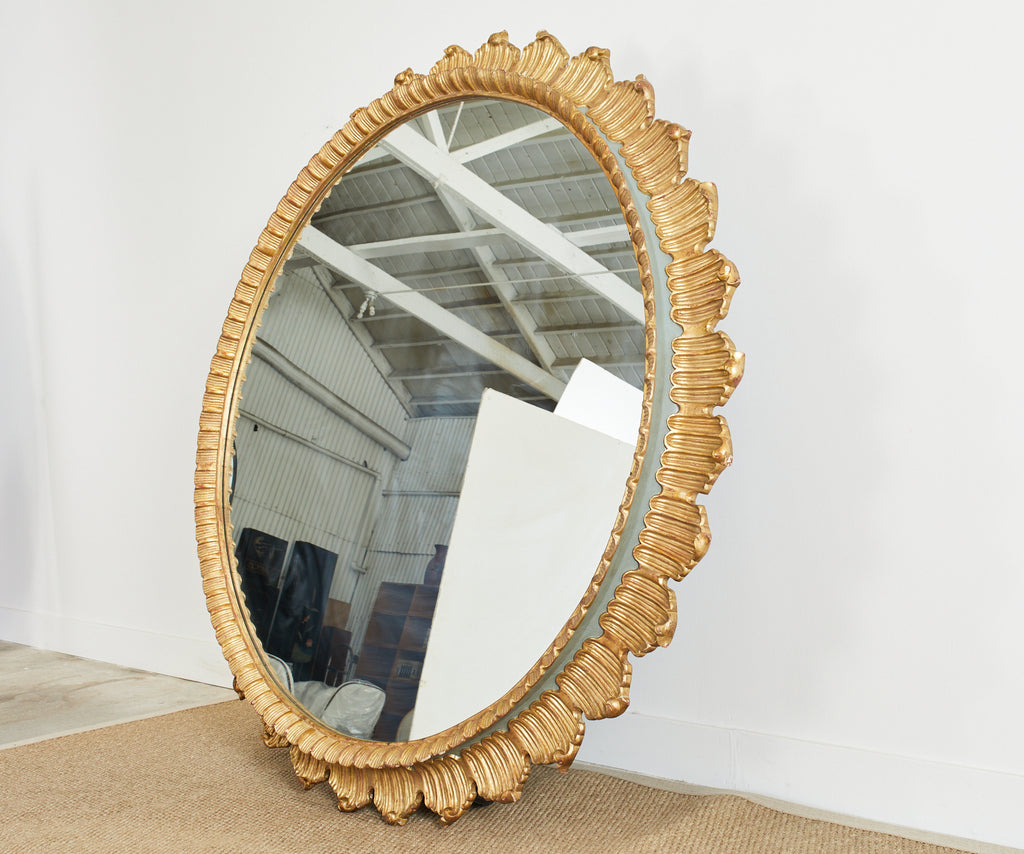 Monumental Italian Neoclassical Style Gilt Sunburst Mirror