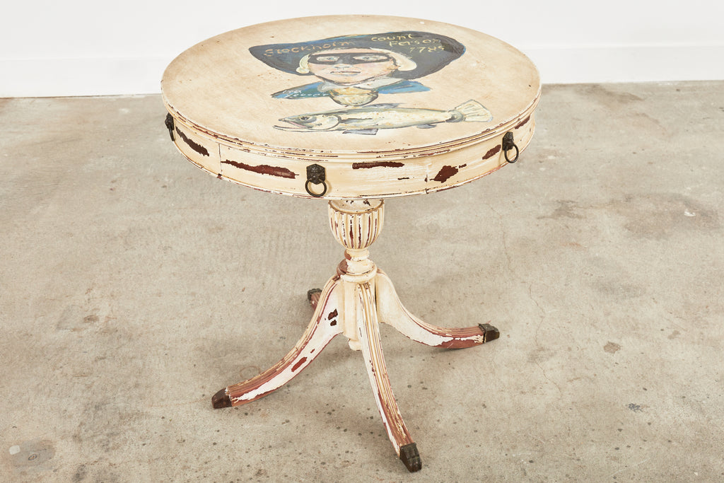 Country Swedish Gustavian Center Table Painted by Ira Yeager