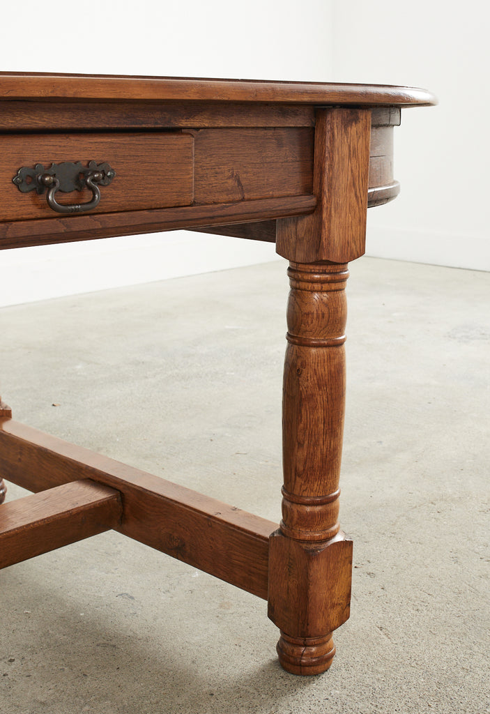 Country French Provincial Oak Farmhouse Trestle Dining Table