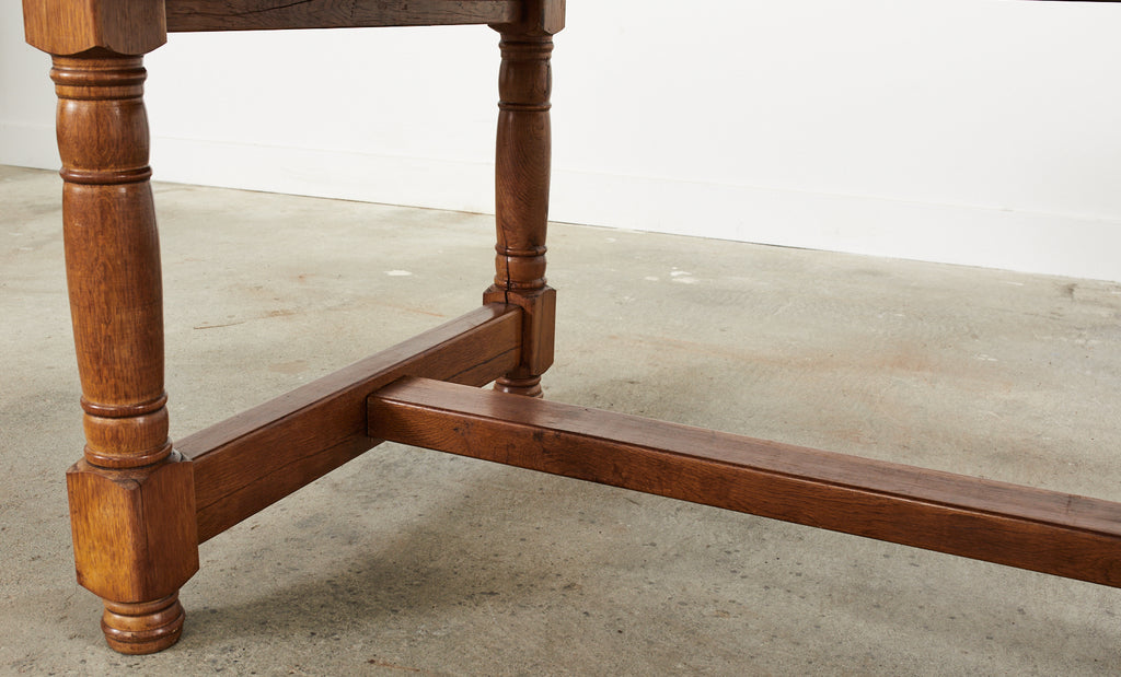 Country French Provincial Oak Farmhouse Trestle Dining Table