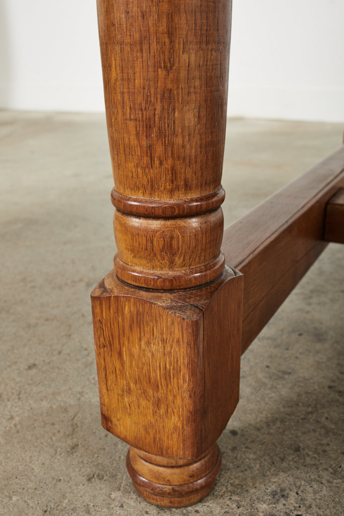 Country French Provincial Oak Farmhouse Trestle Dining Table