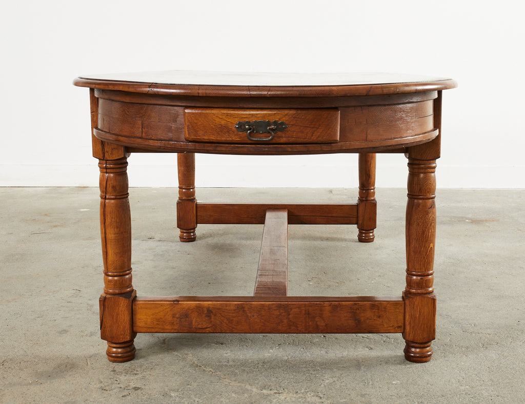 Country French Provincial Oak Farmhouse Trestle Dining Table