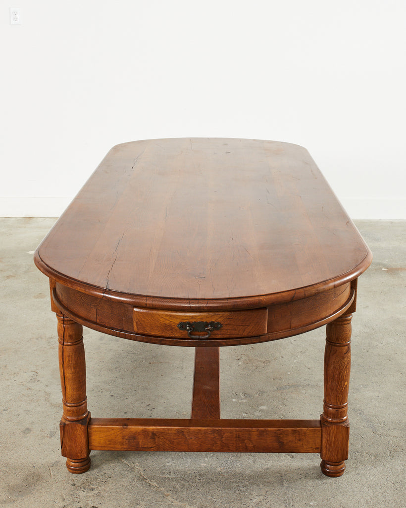 Country French Provincial Oak Farmhouse Trestle Dining Table