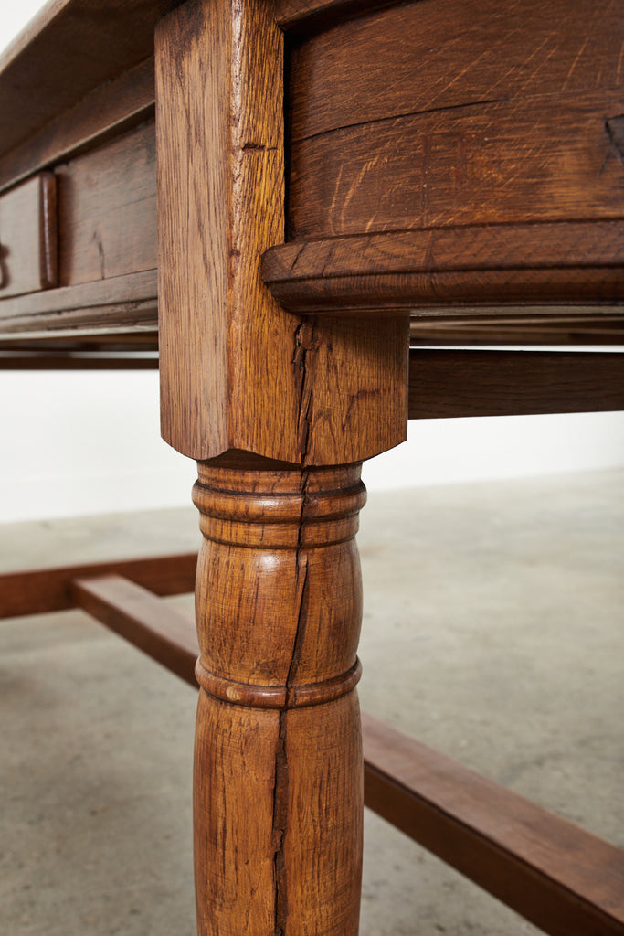 Country French Provincial Oak Farmhouse Trestle Dining Table