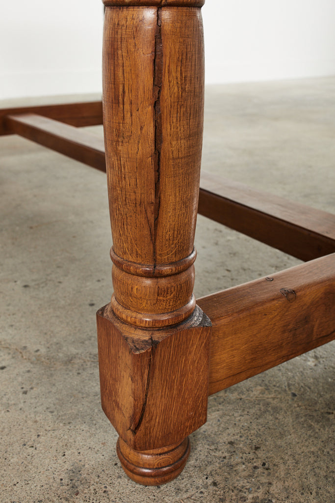 Country French Provincial Oak Farmhouse Trestle Dining Table
