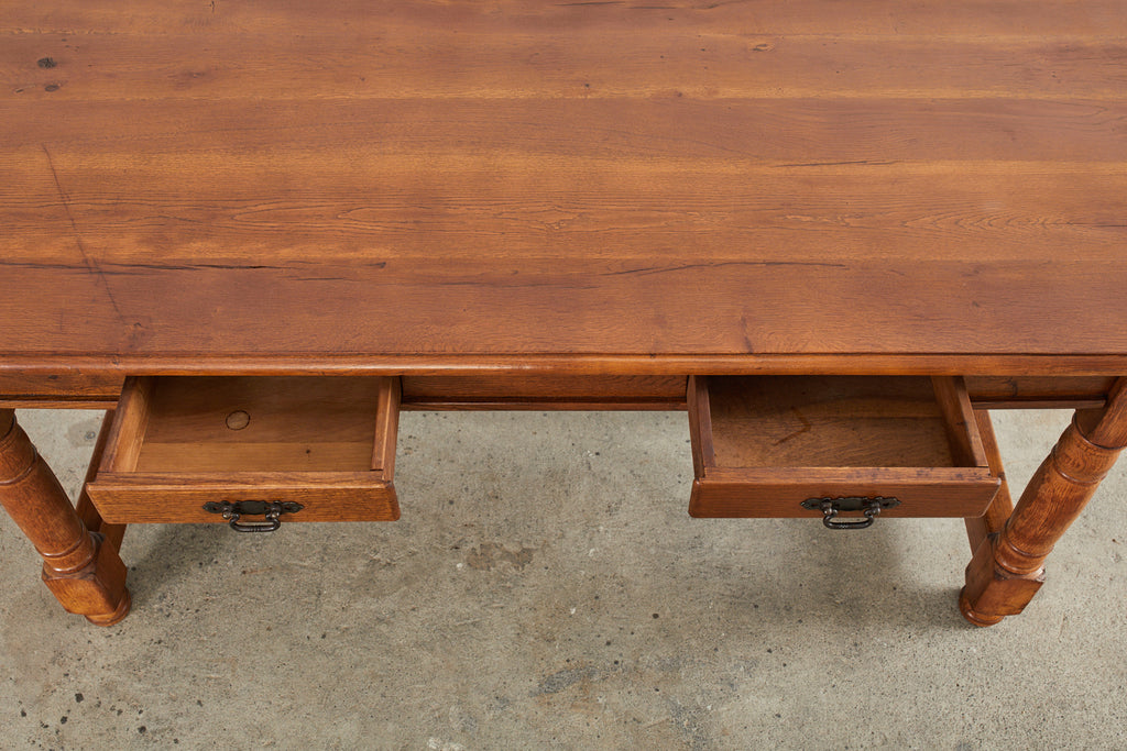 Country French Provincial Oak Farmhouse Trestle Dining Table