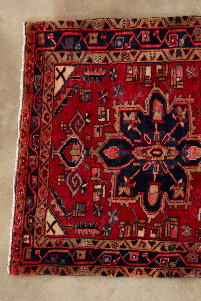 Semi Antique Persian Heriz Tribal Design Runner