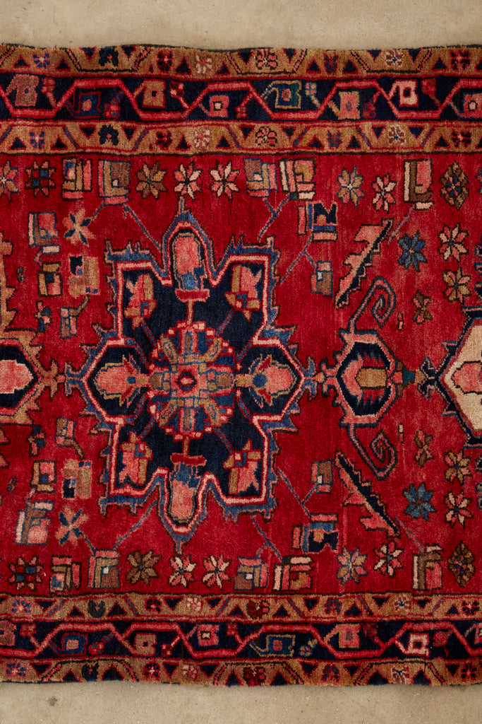 Semi Antique Persian Heriz Tribal Design Runner