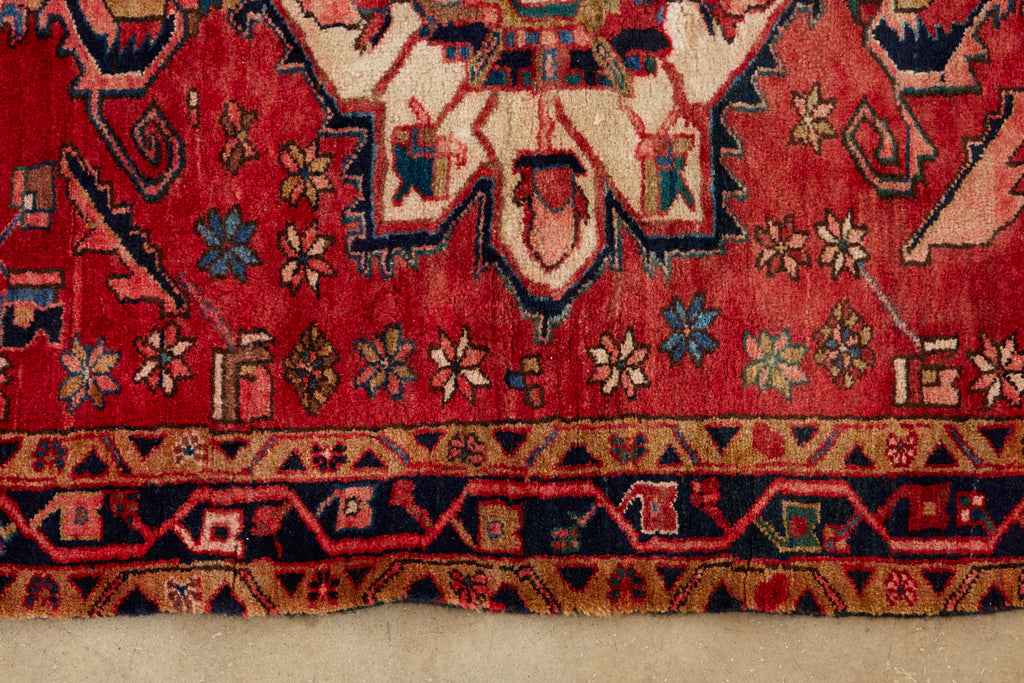 Semi Antique Persian Heriz Tribal Design Runner