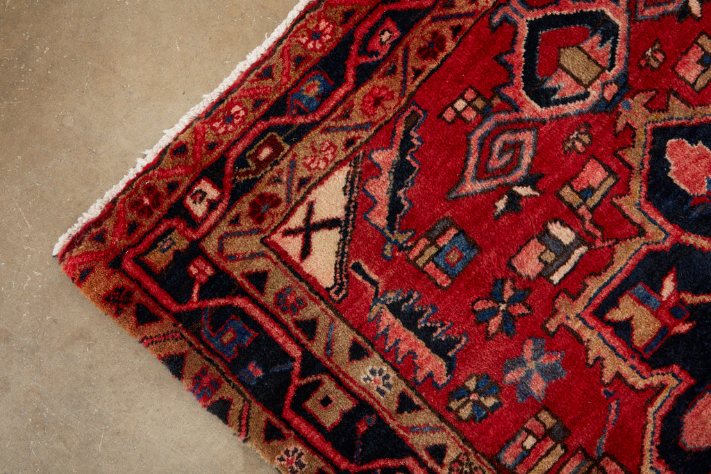 Semi Antique Persian Heriz Tribal Design Runner