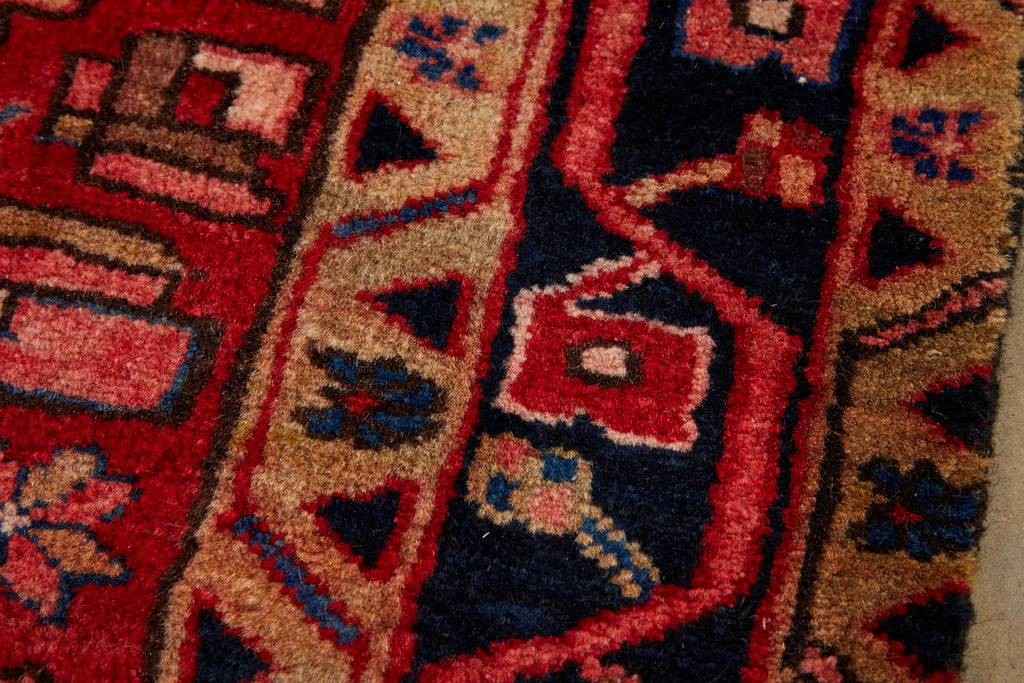 Semi Antique Persian Heriz Tribal Design Runner