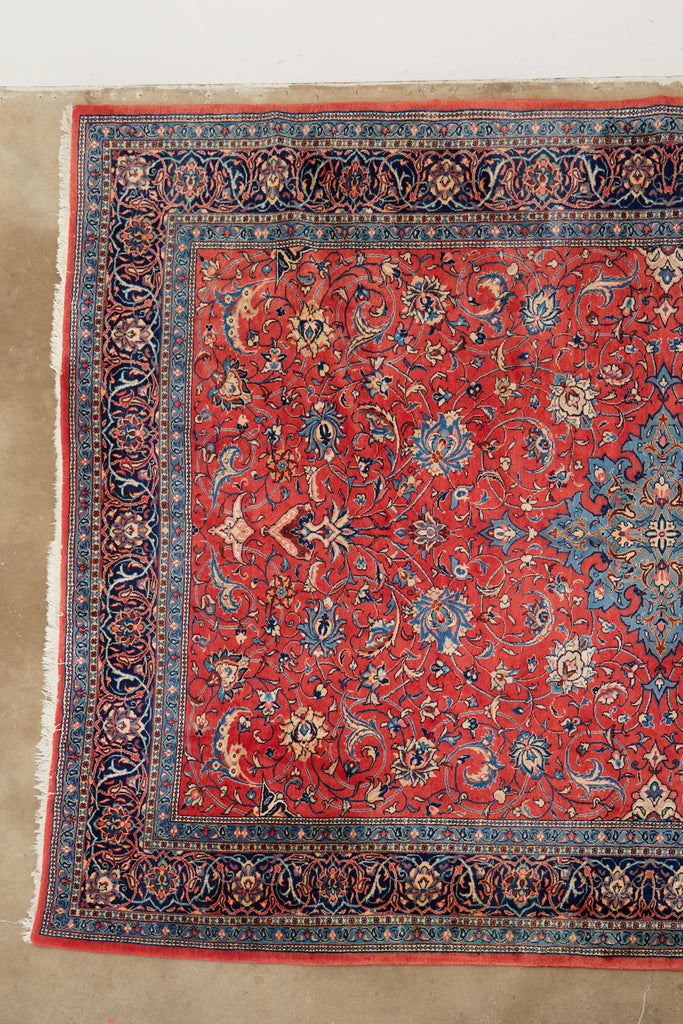 Traditional Ruby Red Persian Medallion Sarouk Rug