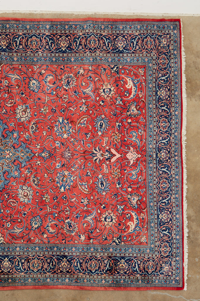 Traditional Ruby Red Persian Medallion Sarouk Rug