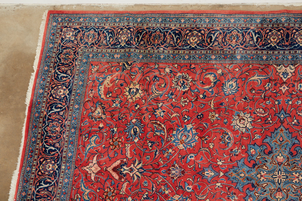 Traditional Ruby Red Persian Medallion Sarouk Rug