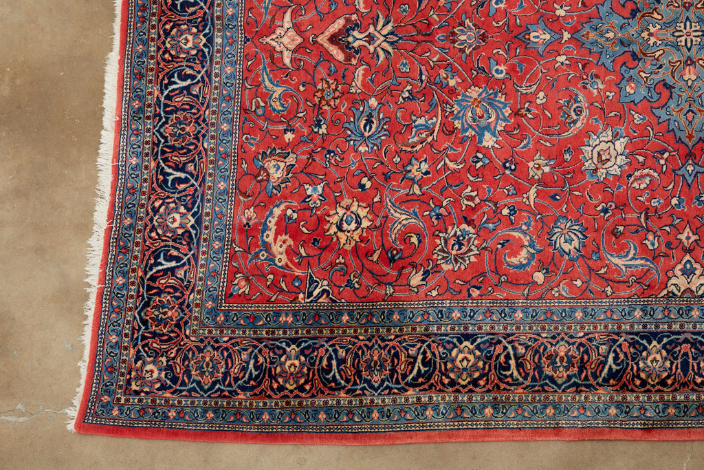 Traditional Ruby Red Persian Medallion Sarouk Rug