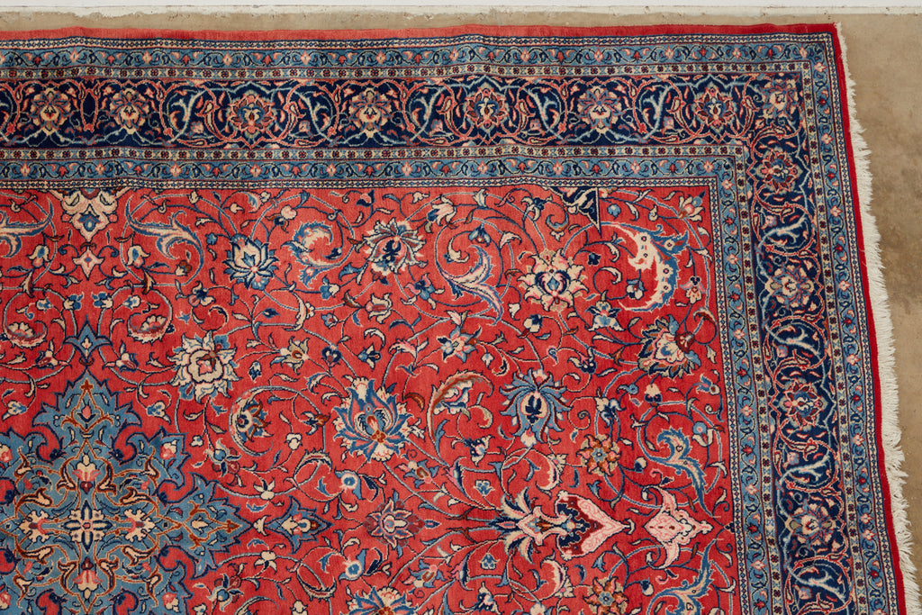 Traditional Ruby Red Persian Medallion Sarouk Rug