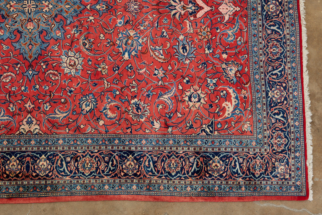 Traditional Ruby Red Persian Medallion Sarouk Rug