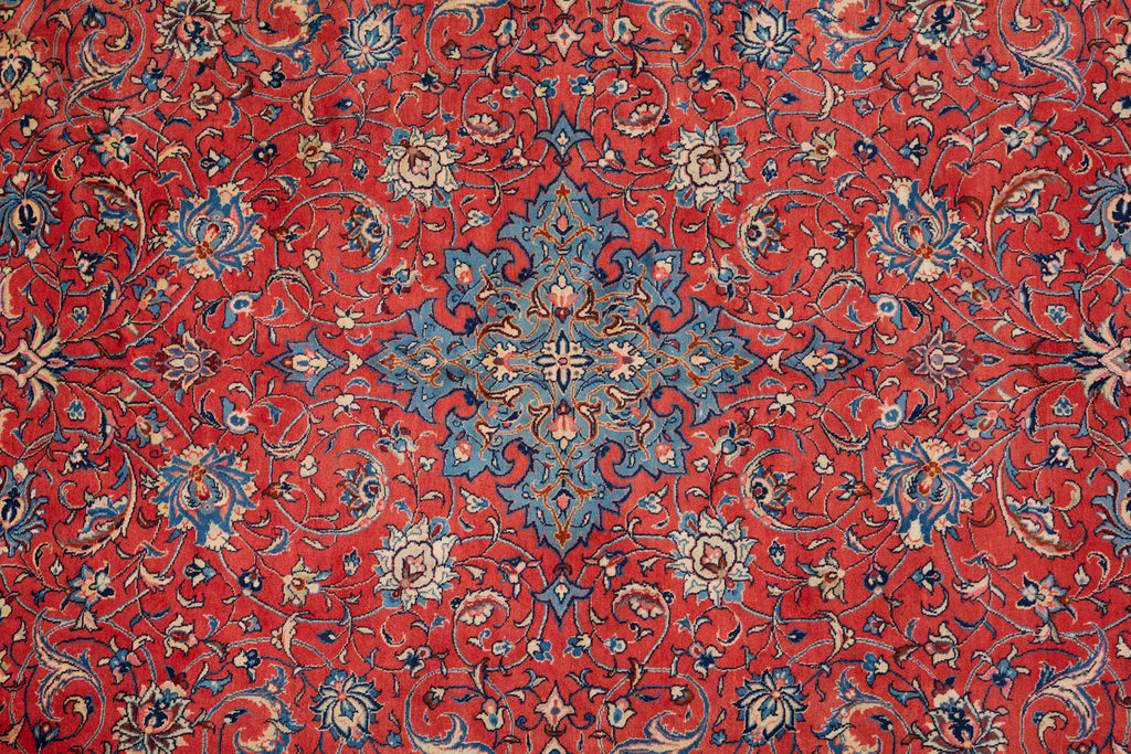 Traditional Ruby Red Persian Medallion Sarouk Rug