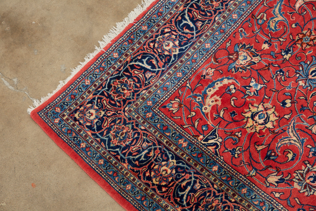 Traditional Ruby Red Persian Medallion Sarouk Rug