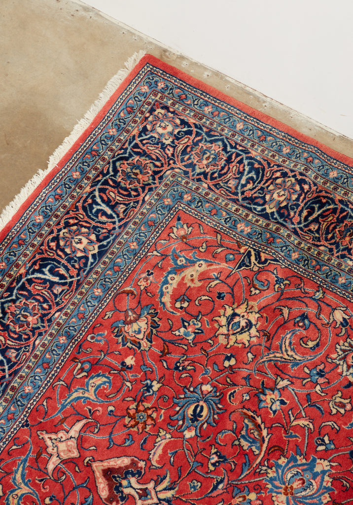 Traditional Ruby Red Persian Medallion Sarouk Rug