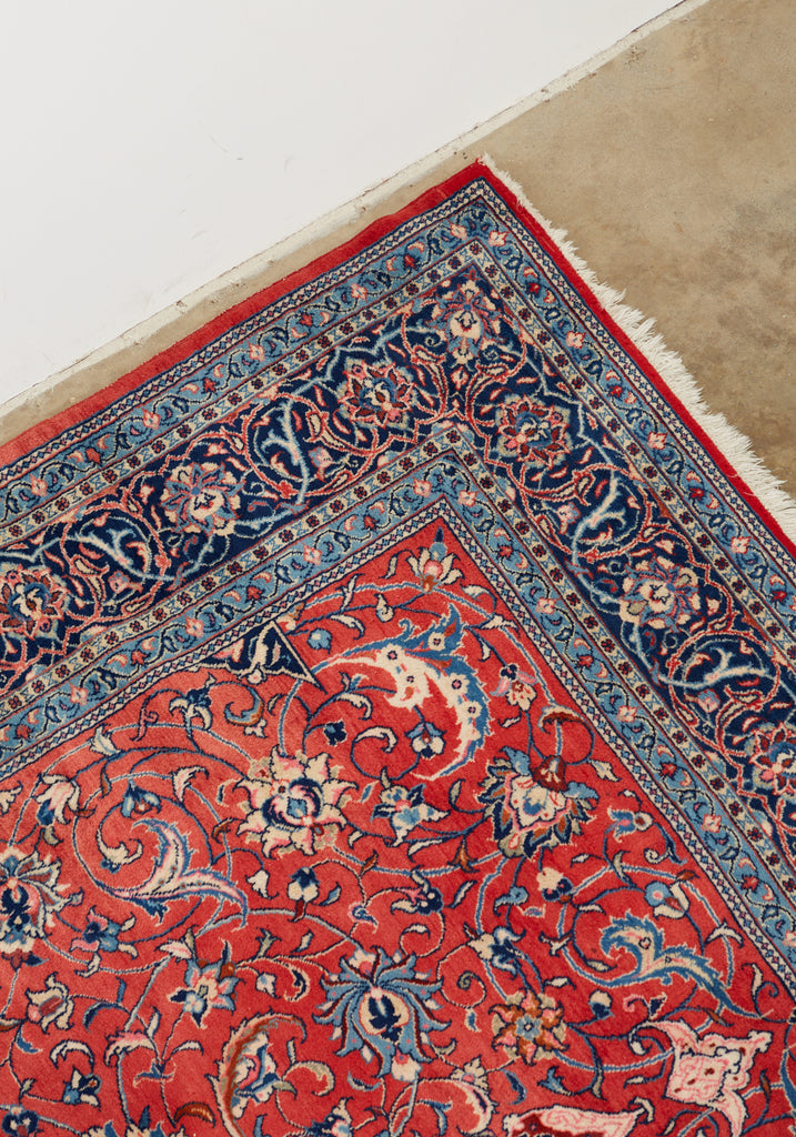 Traditional Ruby Red Persian Medallion Sarouk Rug