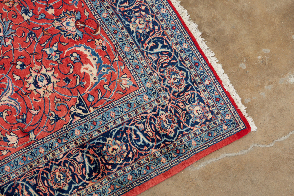 Traditional Ruby Red Persian Medallion Sarouk Rug