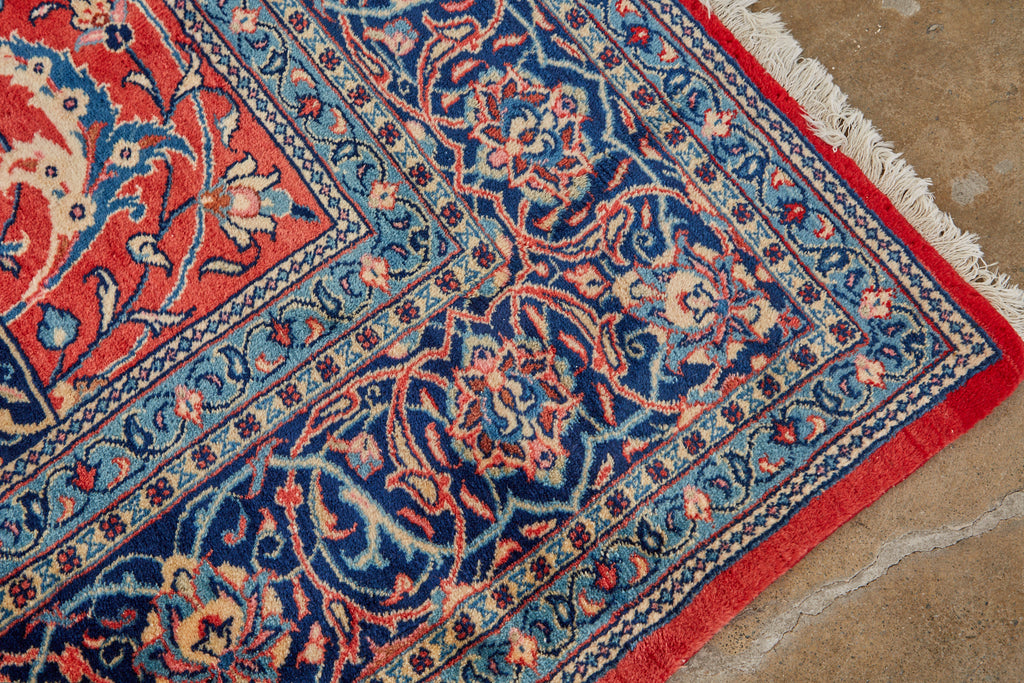 Traditional Ruby Red Persian Medallion Sarouk Rug