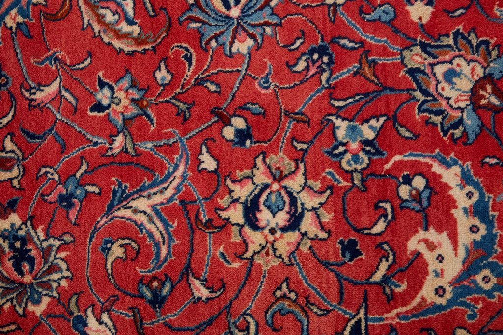 Traditional Ruby Red Persian Medallion Sarouk Rug