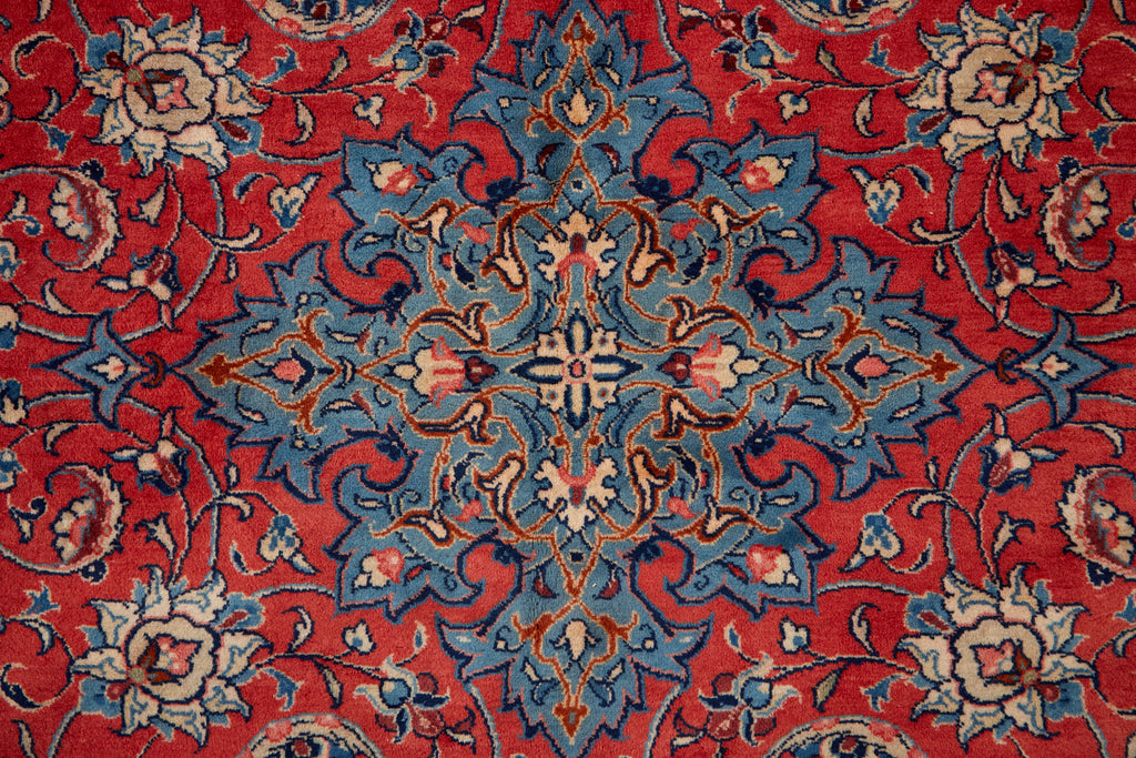 Traditional Ruby Red Persian Medallion Sarouk Rug