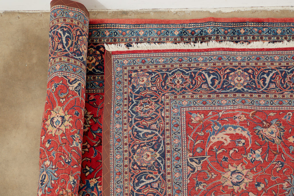 Traditional Ruby Red Persian Medallion Sarouk Rug