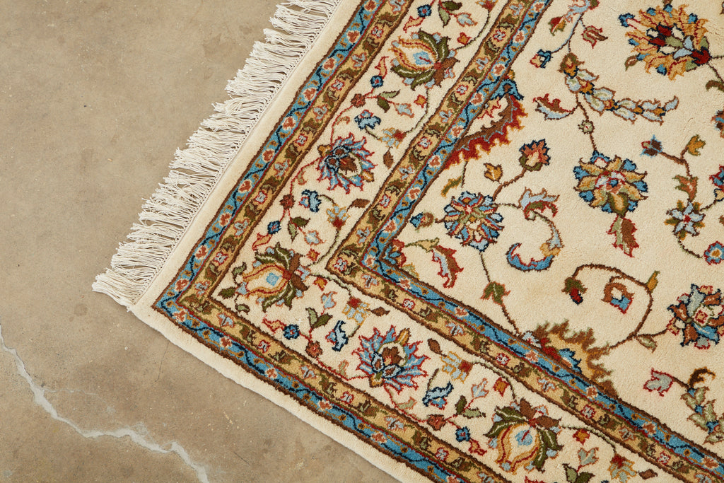 Ivory Indo Persian Kashan Design Rug