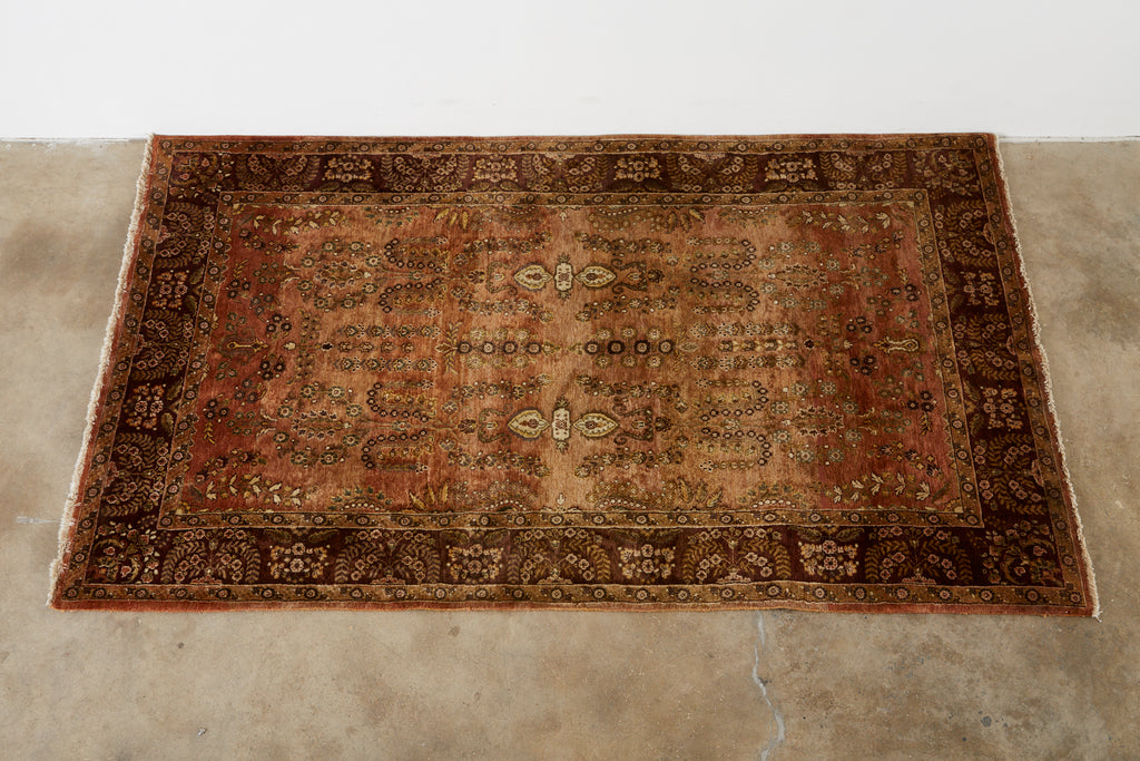 Vintage Indo Persian Kashan Design Rug Carpet