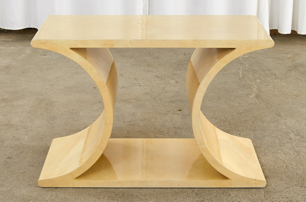 Lacquered Parchment Console or Cocktail Table by Sally Sirkin Lewis