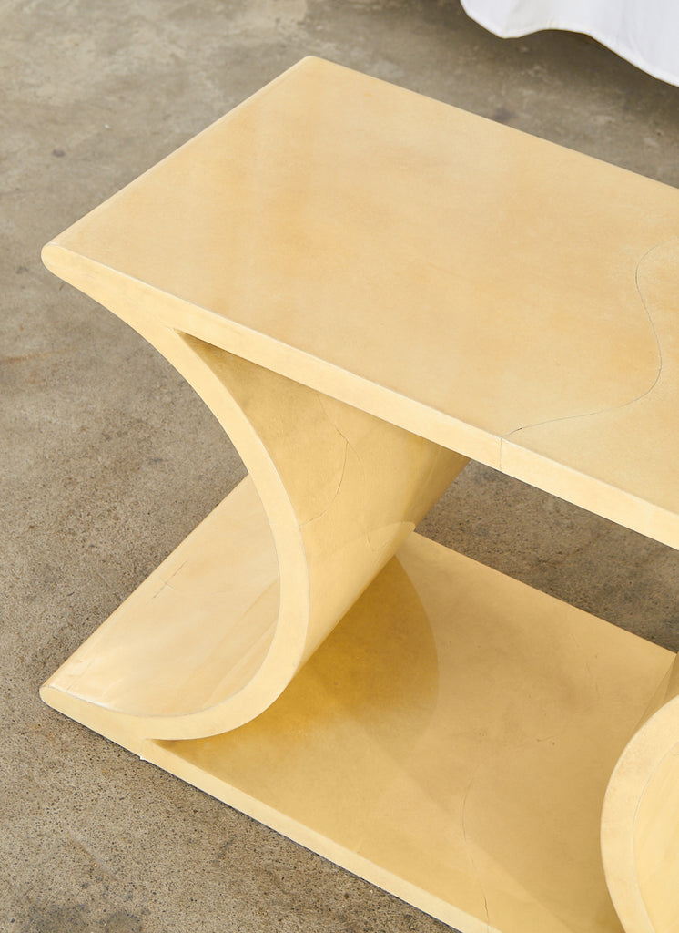 Lacquered Parchment Console or Cocktail Table by Sally Sirkin Lewis