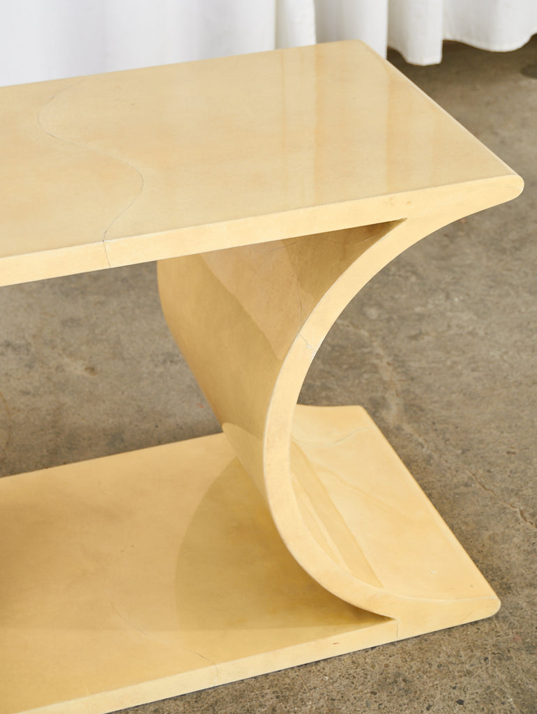 Lacquered Parchment Console or Cocktail Table by Sally Sirkin Lewis
