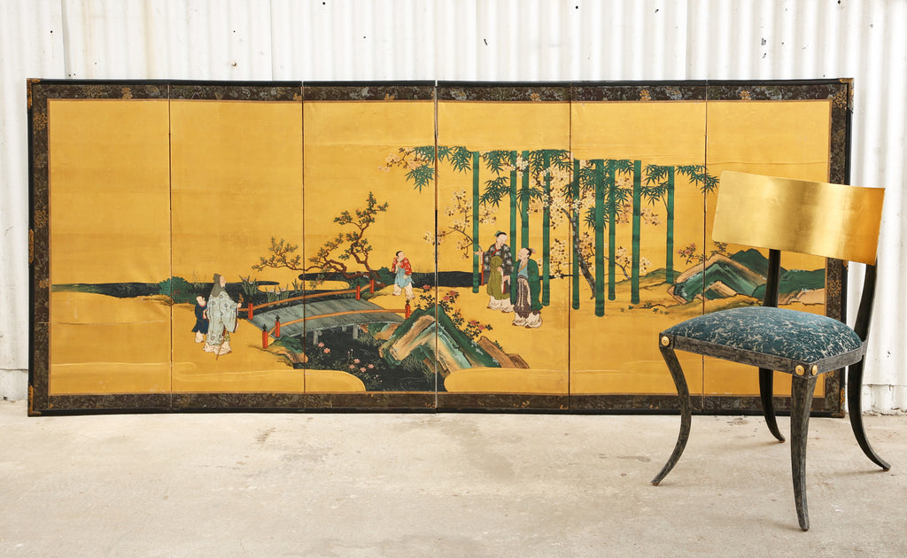 Pair of Japanese Edo Six Panel Screens the Seven Sages