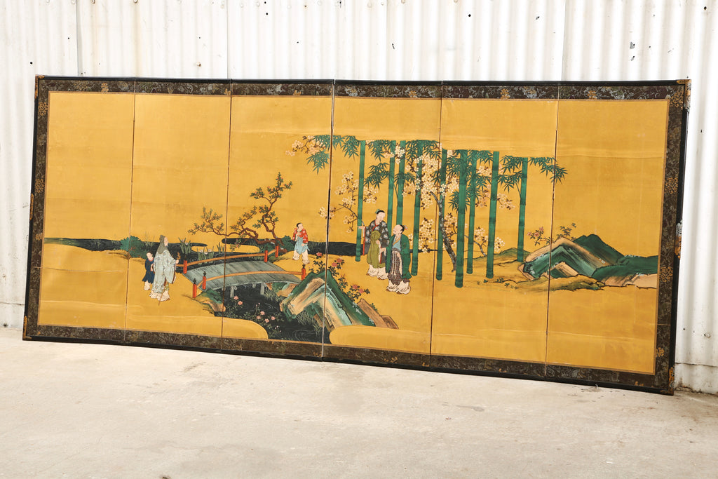 Pair of Japanese Edo Six Panel Screens the Seven Sages