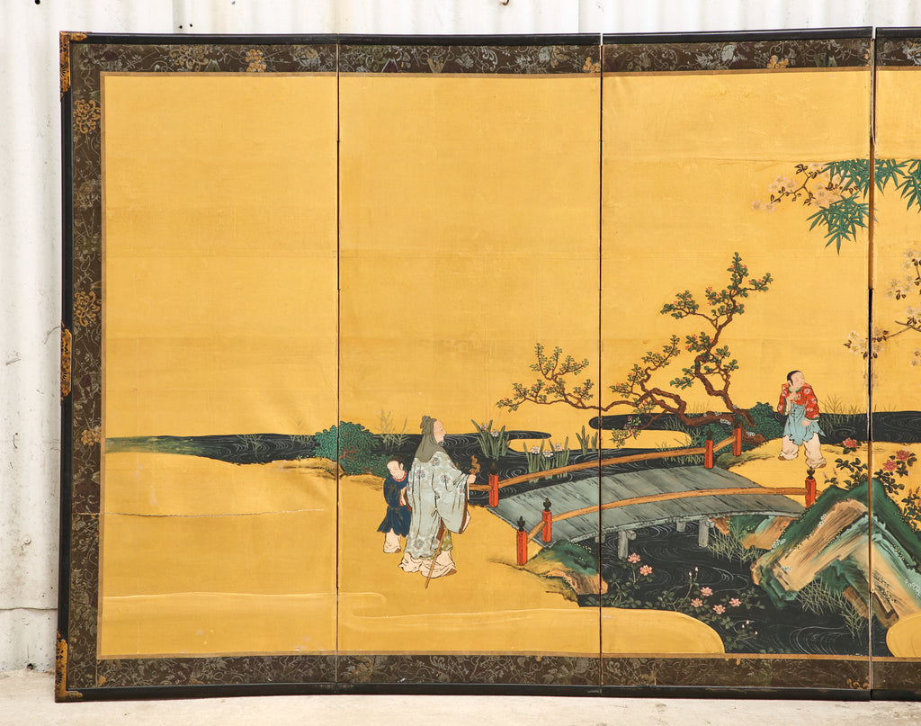 Pair of Japanese Edo Six Panel Screens the Seven Sages