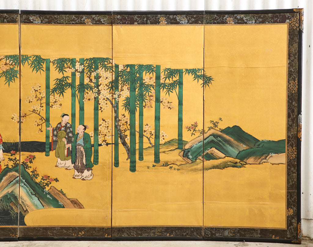 Pair of Japanese Edo Six Panel Screens the Seven Sages
