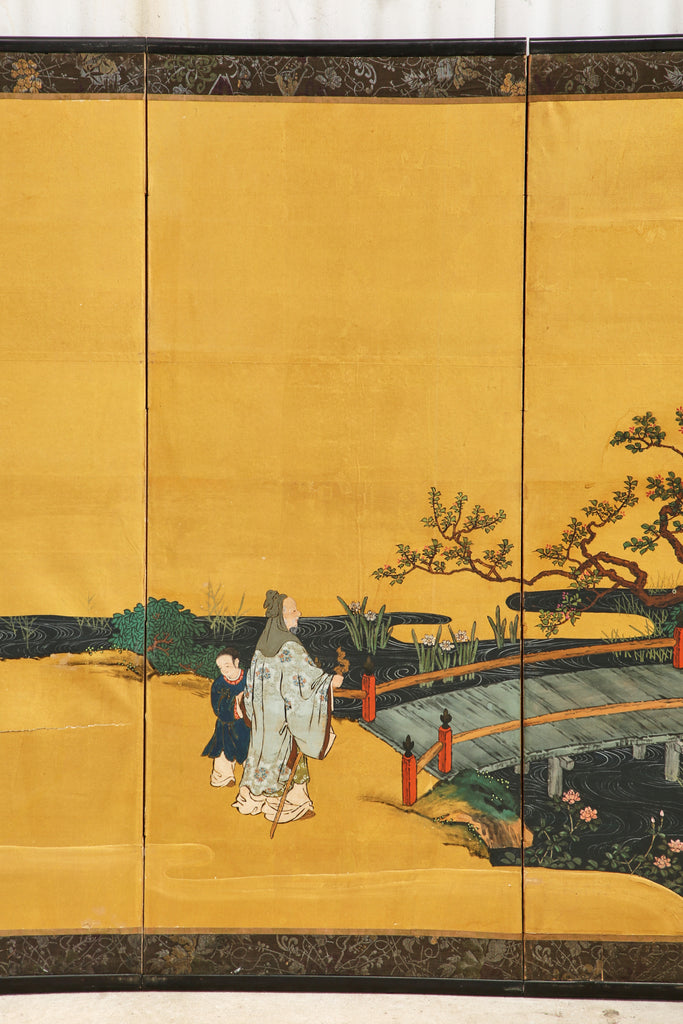 Pair of Japanese Edo Six Panel Screens the Seven Sages