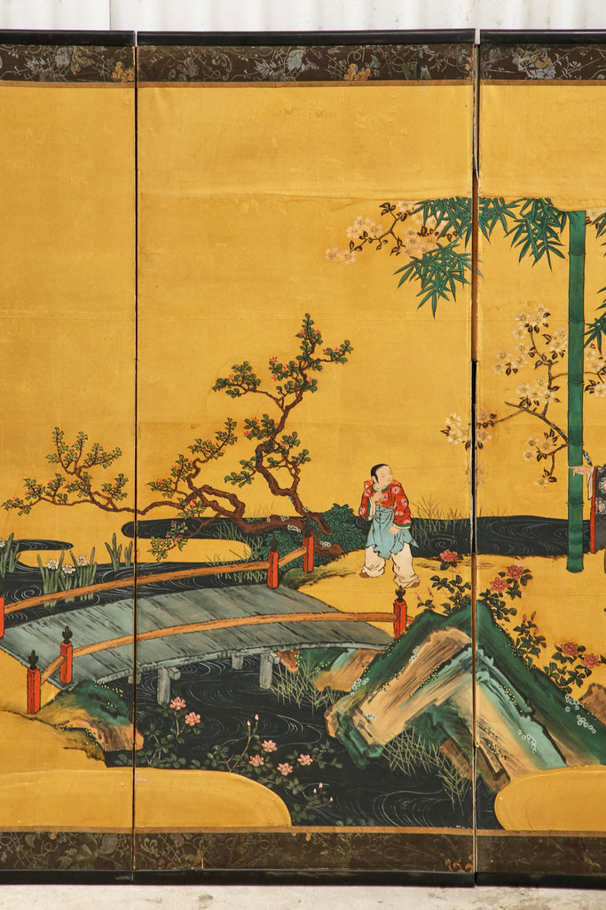 Pair of Japanese Edo Six Panel Screens the Seven Sages