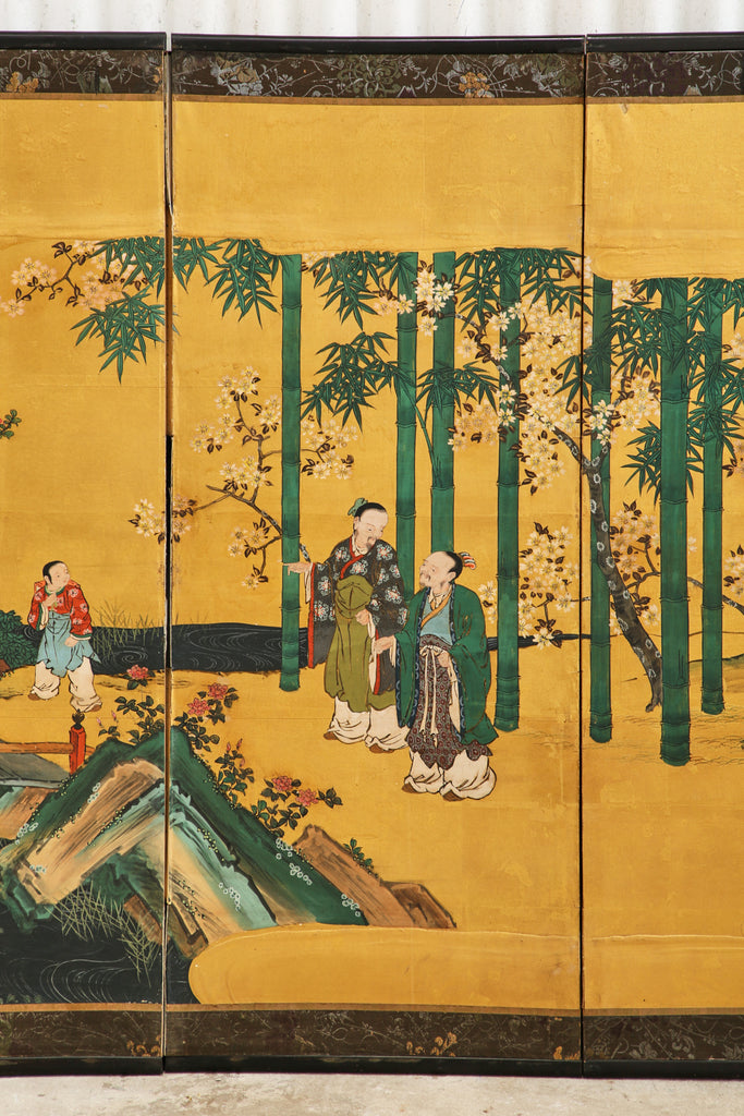 Pair of Japanese Edo Six Panel Screens the Seven Sages
