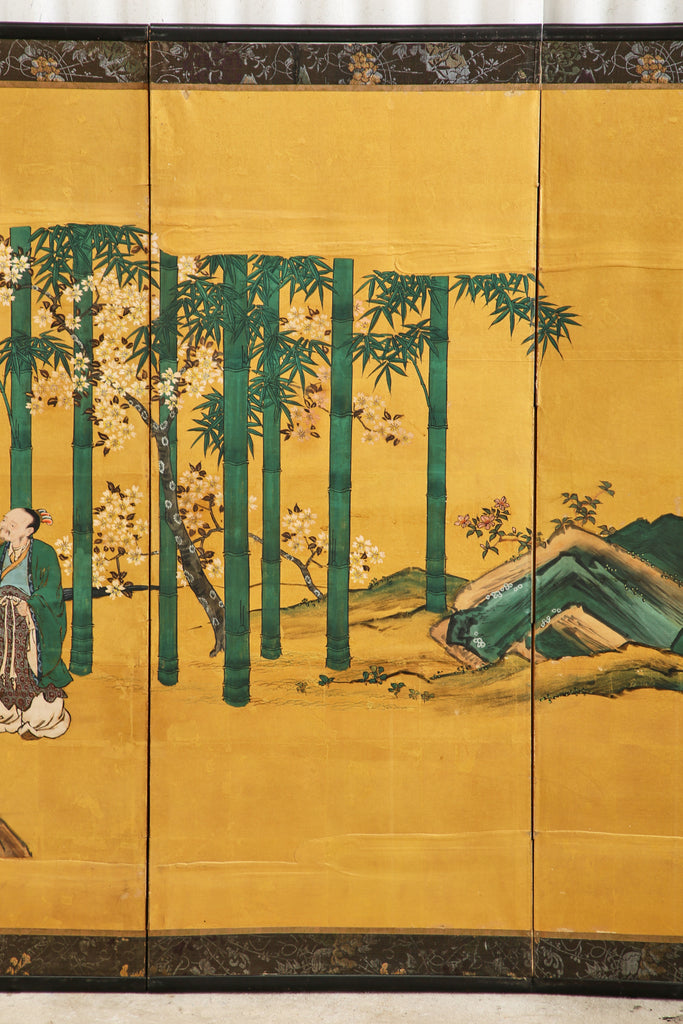 Pair of Japanese Edo Six Panel Screens the Seven Sages